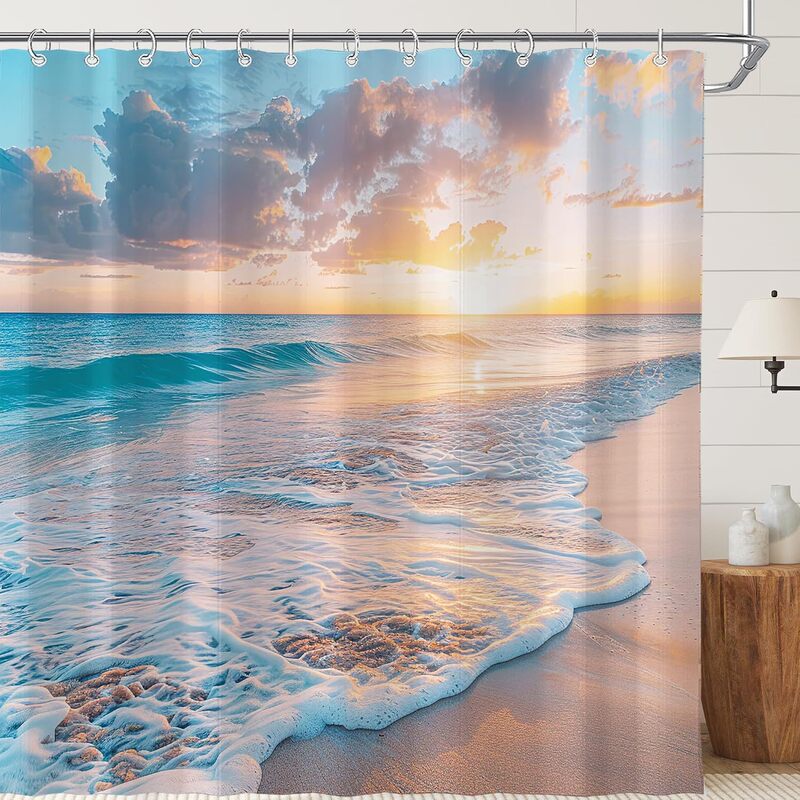 Ocean Beach Coast Nautical Summer Sunset Bathroom Shower Curtain 182.88 Polyester Waterproof Custom-Made from Your Image Ocean Beach Coast Nautical Summer Sunset Bathroom Shower Curtain 182.88 Polyester Waterproof Custom-Made from Your Image