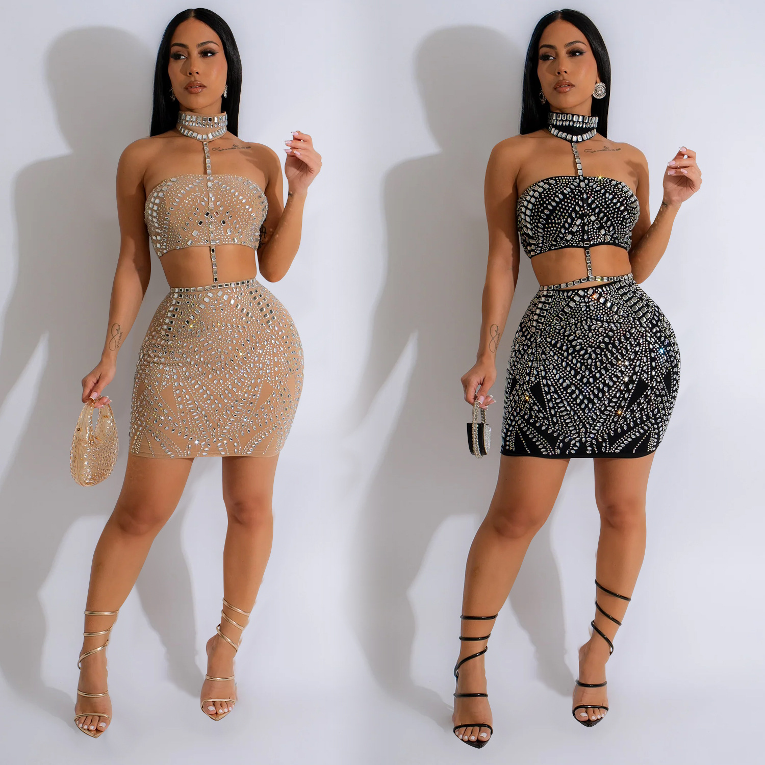 C6977 Aliexpress transfronterizo Amazon estación independiente de moda europea y americana ropa de mujer sin mangas cinturón de perforación caliente vestido mujer
