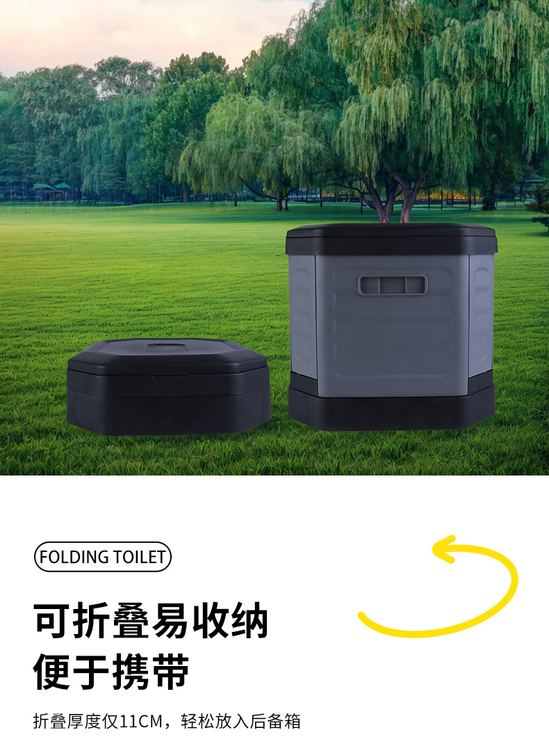 New Folding Toilet for Car Emergency Use, Portable Anti-Odor Outdoor Rv Folding Toilet for Adults