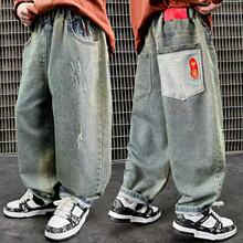 秋款開秒！男童精品刺綉牛仔長褲