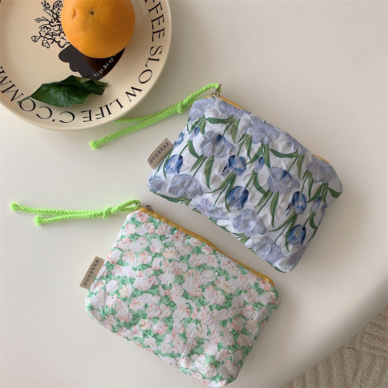 33262 Flower hand-held colorful rope bag, simple Japanese style portable storage bag, carry-on toiletry bag, small storage bag