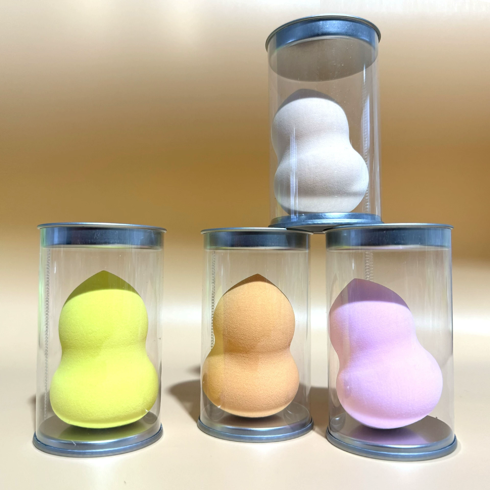 Спонж для макияжа (мягкий) — разноцветные Beauty Eggs, косой срез и формы капли воды, набор 20 шт