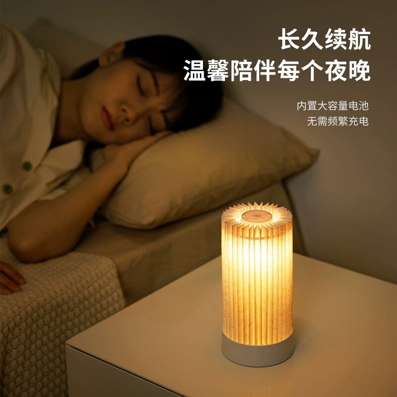 レトロ百ひだ電気スタンドUSB充電寝室ベッドサイドランプ傘形小夜灯雰囲気ランプクリエイティブ誕生日プレゼント|undefined