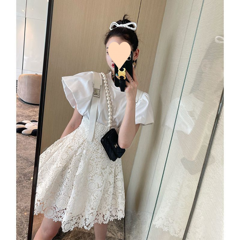 ニッチデザインレトロフリルノースリーブドレス夏の新しいスリムフィットプリーツスカート婦人服|undefined