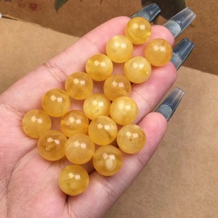 Natural Beeswax Russian Material Round Beads Loose Beads Chicken Fat Yellow Waxy Rich Texture Clear Pendant Necklace Bracelet Accessories