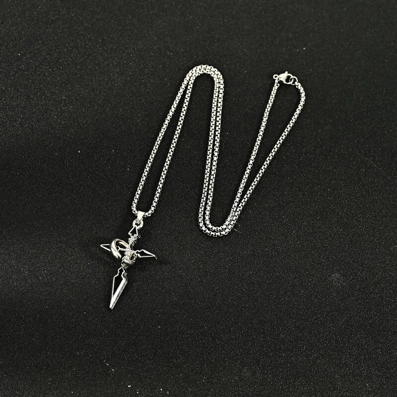 New Cross Pendant Men's Necklace Women's Trendy Titanium Steel Chain Accessory Sweet Cool Trendy Sweater Pendant Design