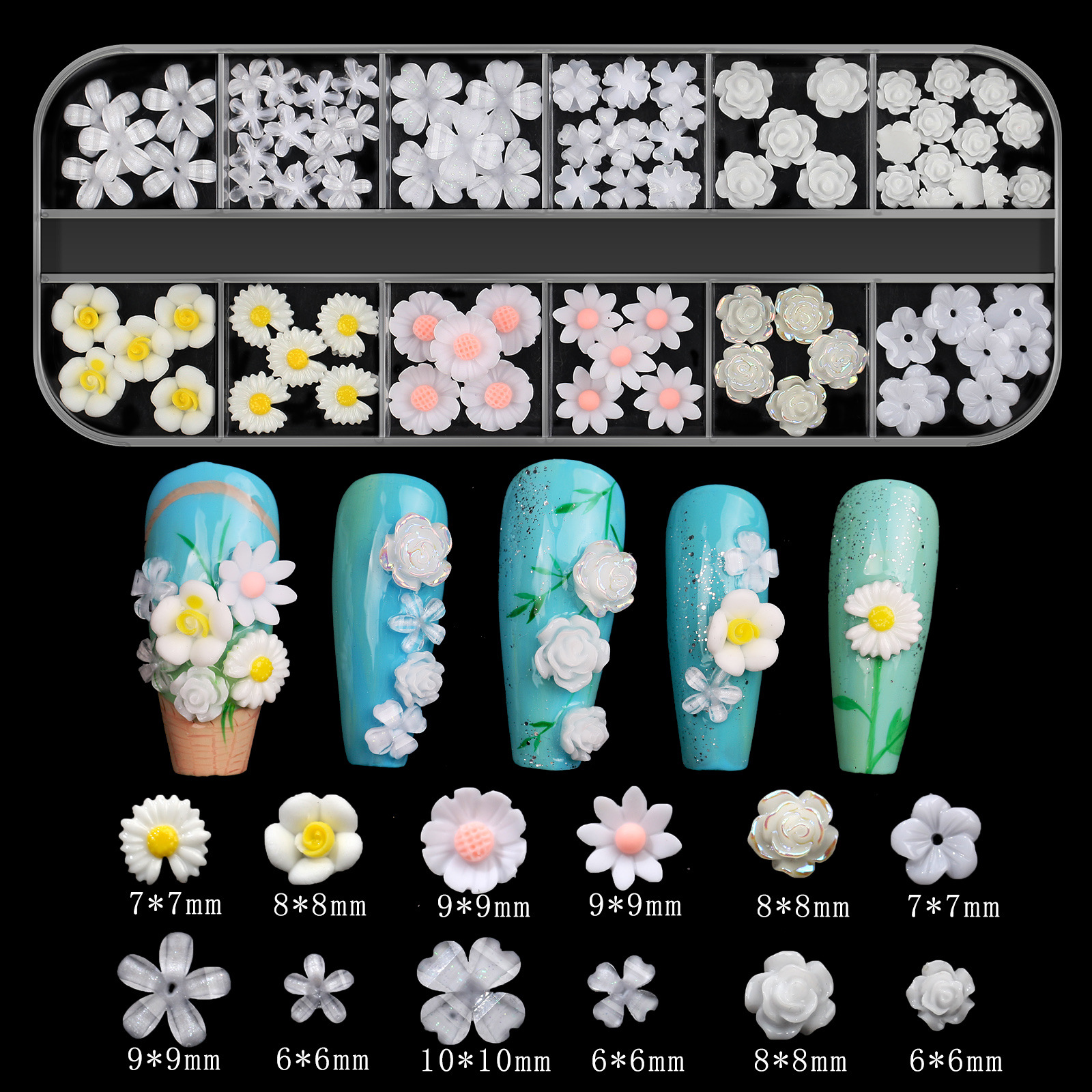 50g Weight Nail Decoration Accessories Nail Supplies Resin Material Flower, Butterfly Pattern Flower Butterfly Resin Nail Decoration Accessories 5