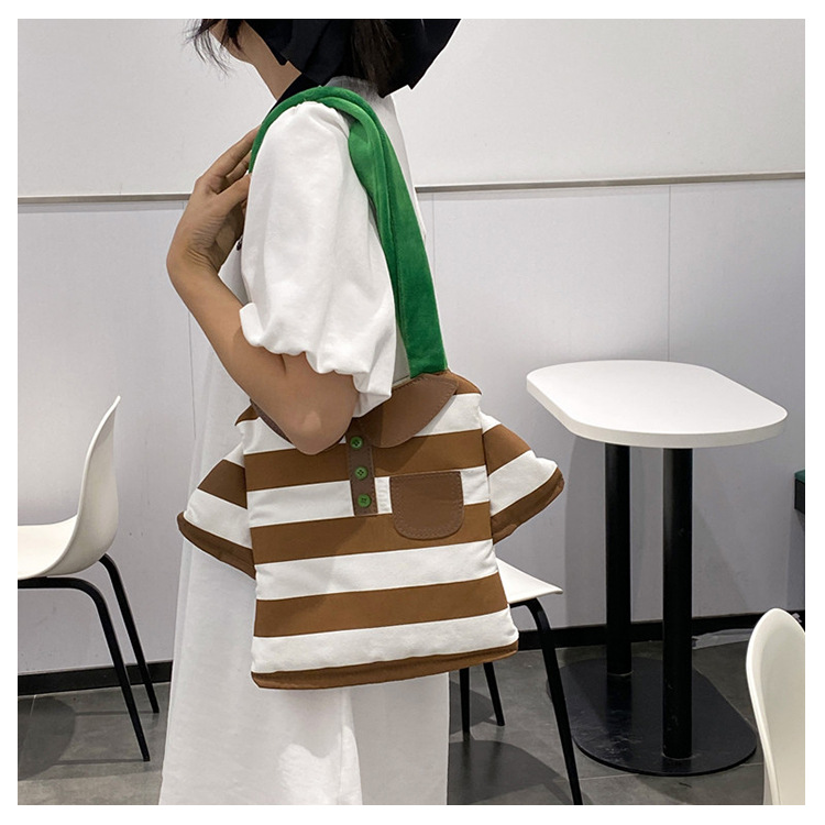 Women's Medium Spring&summer Canvas Stripe Cute Square Magnetic Buckle Handbag display picture 2