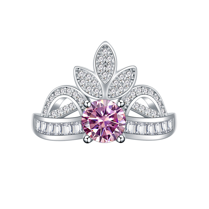 Transfronterizos para la corona 1 quilates anillo de piedra de moissan mujer 925 plata esterlina ins viento joyería accesorios de moda de mujer europea y americana
