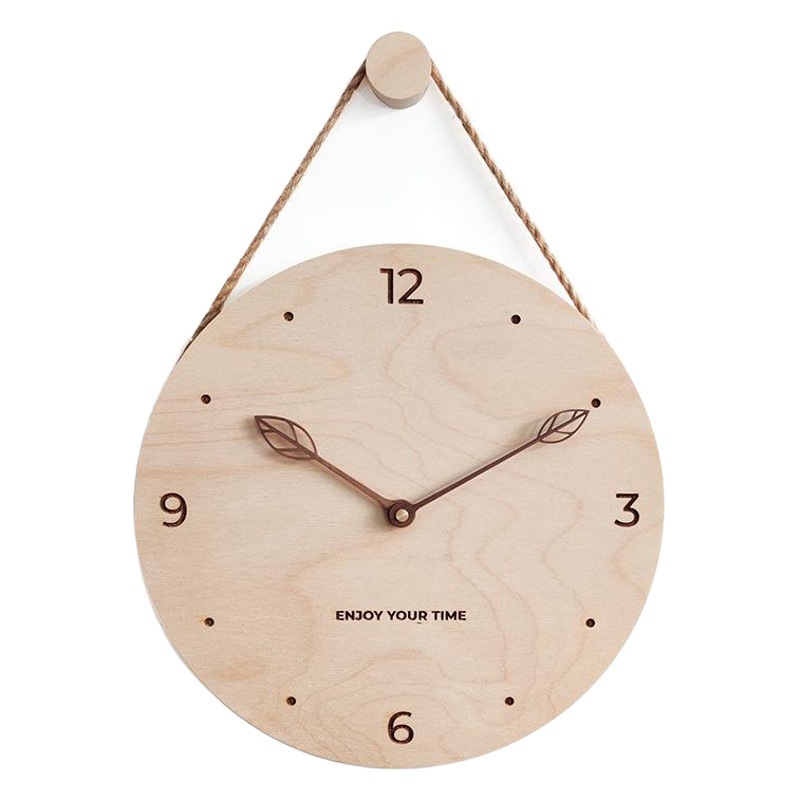 Reloj de pared de cuerda colgante de madera estilo japonés nórdico simple reloj creativo hogar sala de estar decoración reloj WallClock