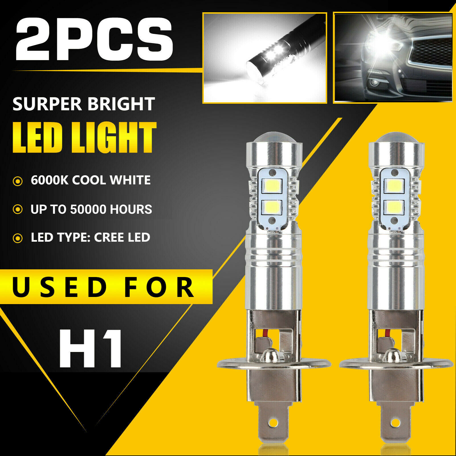 汽车LED前照灯 大功率 H1 2323 50W 10SMD 50W led雾灯 前照灯