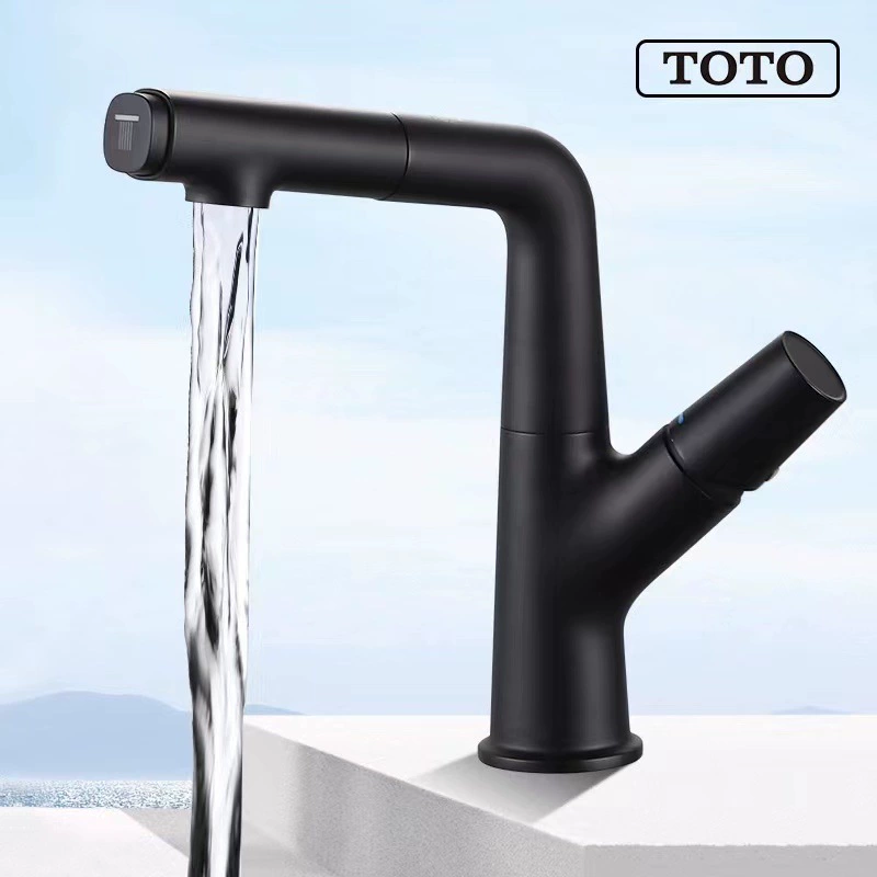 ΤΟΤΟ Pull-out faucet DL311C all-copper hot and cold dual-control multi-function telescopic gun gray washbasin water