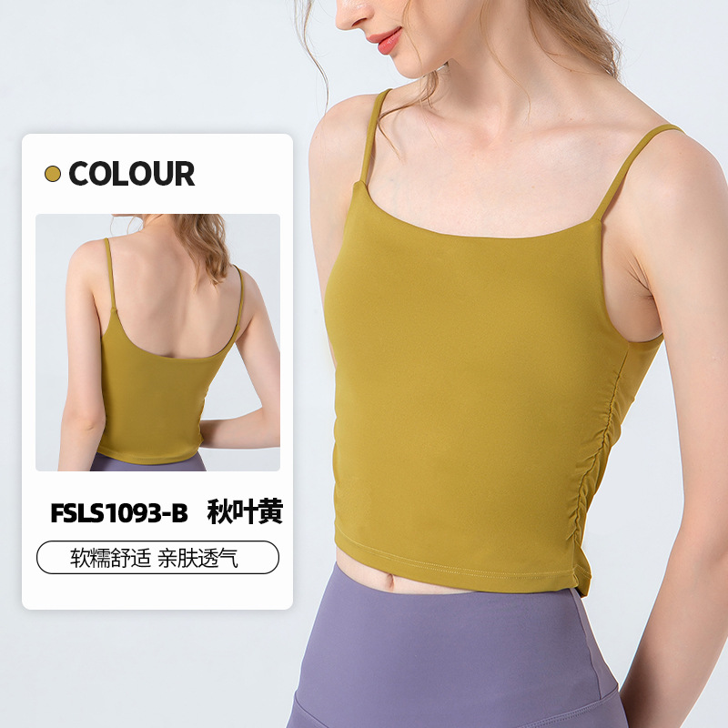 Lulu ropa interior deportiva de una pieza para mujer cintura plisada entrenamiento fitness sujetador sexy sling yoga chaleco