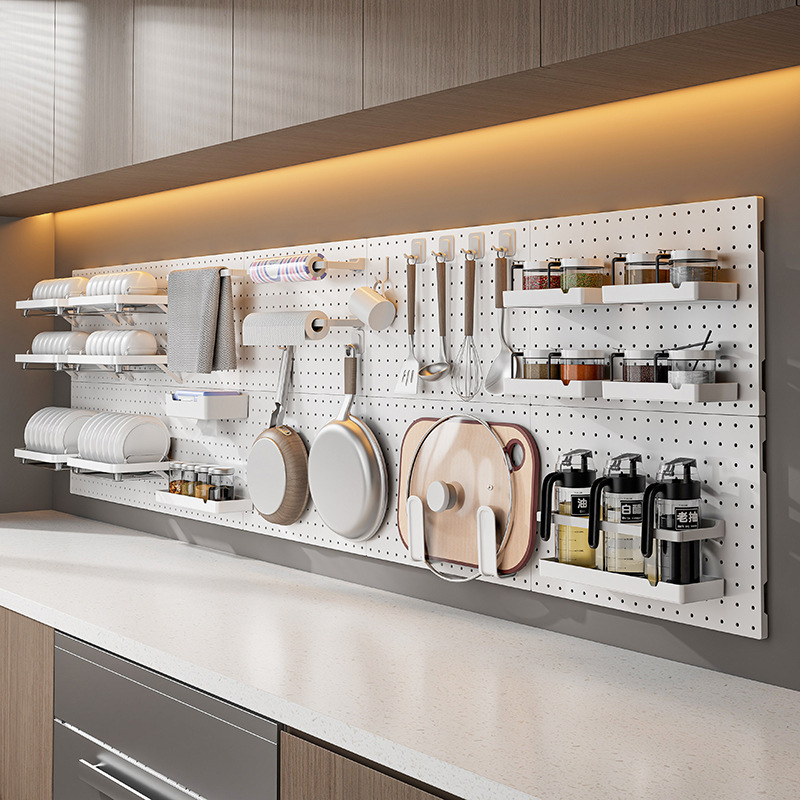 No-Drill Storage Pegboard Accessories 30mm Wall Kitchen Bathroom Wall-Mounted Shelf Round Hole Wall-Mounted Tool Rack