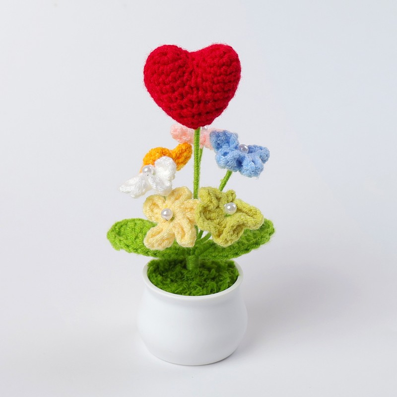 完成したウールひまわり鉢植えスズラン造花チューリップデスクトップ装飾品バレンタインデー教師クラスメートギフト|undefined