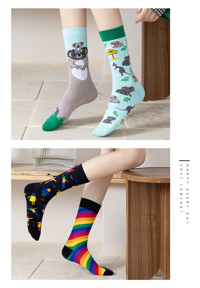780g Weight Sock Classification 1 Set Quantity Daily Occasion Sweatproof Function Cartoon Pattern All Seasons Season Unisex Gender Cotton Fabric Fashion Style Unisex Fashion Cartoon Cotton Crew Socks 1 Set 12