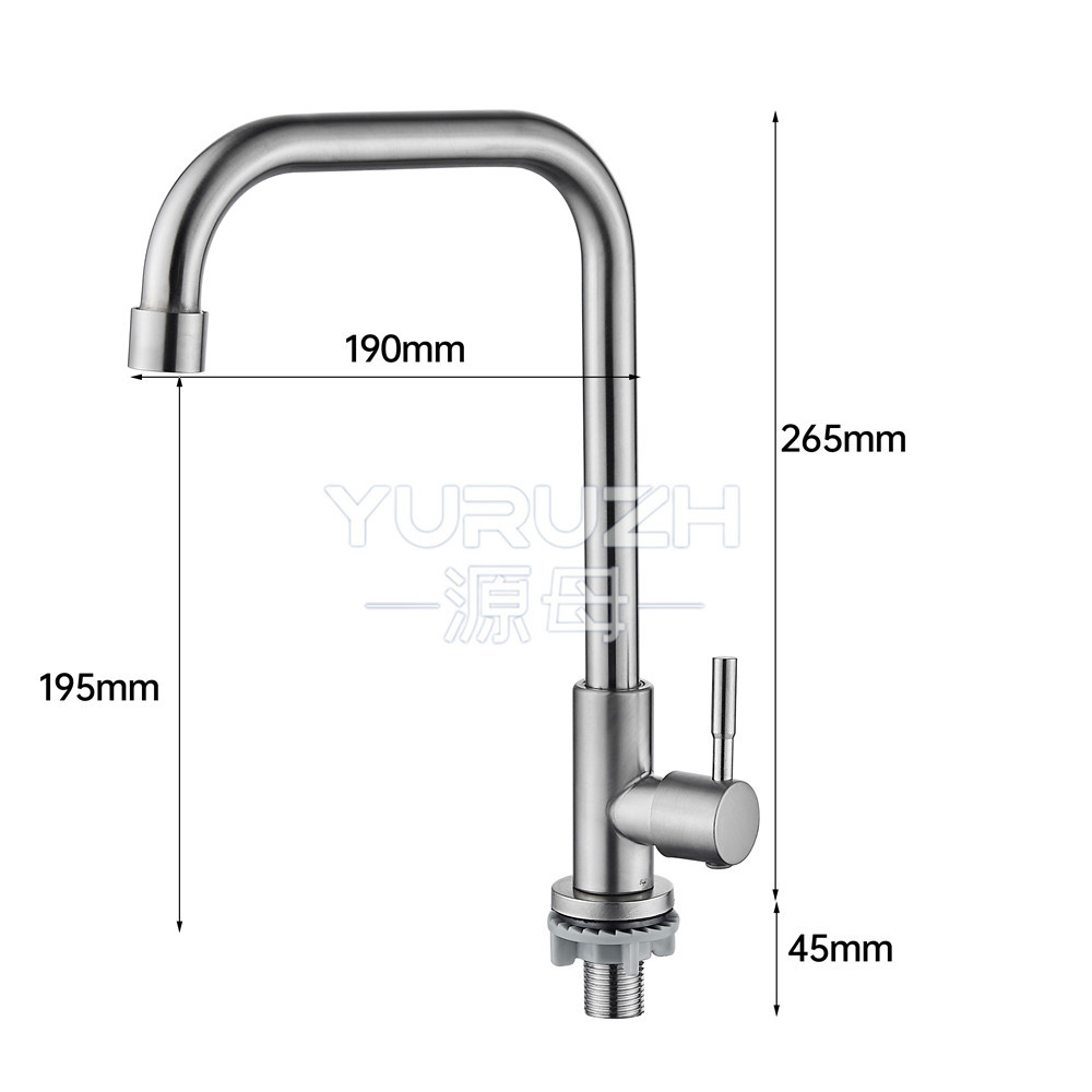 Grifos de cocina de acero inoxidable cuenca simple chorro frío fregadero rápido fuente de fábrica directa venta al por mayor