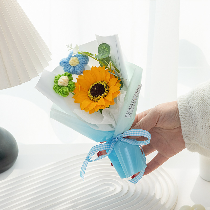 混搭泡芙向日葵花束纯手工制作花束跨境仿真花束教师节送老师同学|undefined