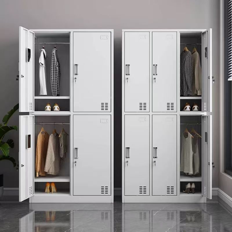 Personalizado de chapa de hierro dormitorio armario de varias puertas engrosado con bloqueo armario de almacenamiento gimnasio armario de baño de acero