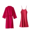 Long-sleeved wine red-with a nightdress