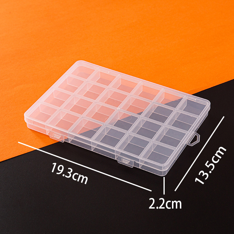 24-rejilla de plástico translúcido caja de almacenamiento multi-rejilla de escritorio caja de almacenamiento de artículos diversos DIY rejilla de uñas caja de la joyería de Ventas Directas