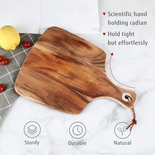 Wooden Tray Outdoor Camping Portable Cutting Board Household Pizza Tray with Handle Hanging Cutting Board