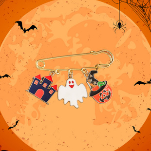 Halloween European and American cross-border pumpkin ghost funny brooch personality cute cartoon waist pin pendant batch