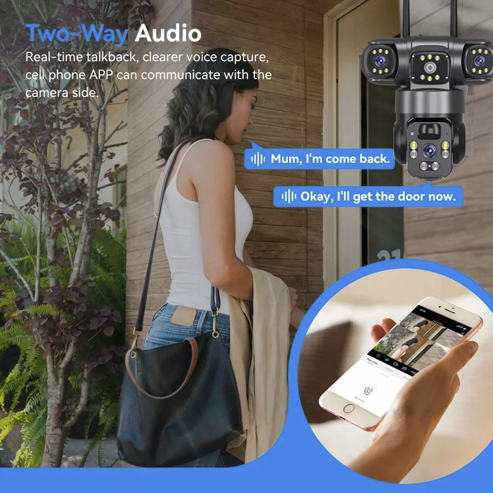 4G solar real triple lente triple cámara panorámica 360 grados HD visión nocturna monitoreo WiFi inalámbrico