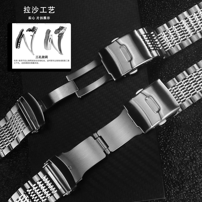 Correa de acero sólido, pulsera inteligente de liberación rápida, correa de 15 cuentas, correa 22/24, hebilla de seguridad, correa de cuarzo