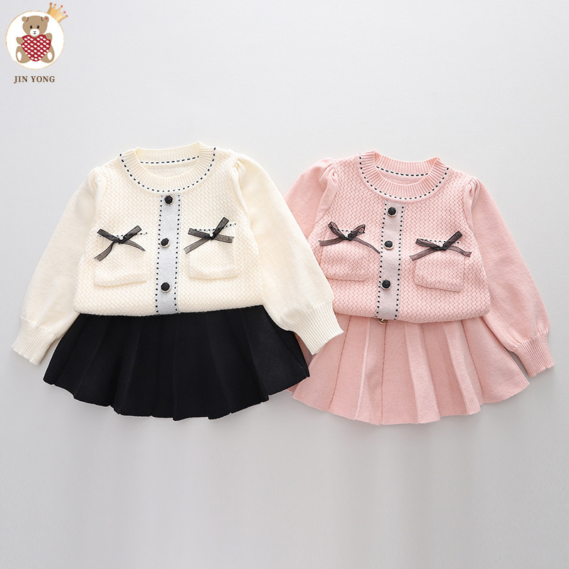 Sweater 2022 Autumn New Small Fragrance Knitted Two Piece Girls' Set Women's Treasure Skirt_voghion.com