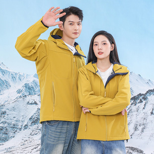 Bird's Home Same-style Hooded Jacket Couple's Outdoor Soft Shell Fleece Jacket Waterproof Men's and Women's Mountaineering Suit Trendy Brand Jacket