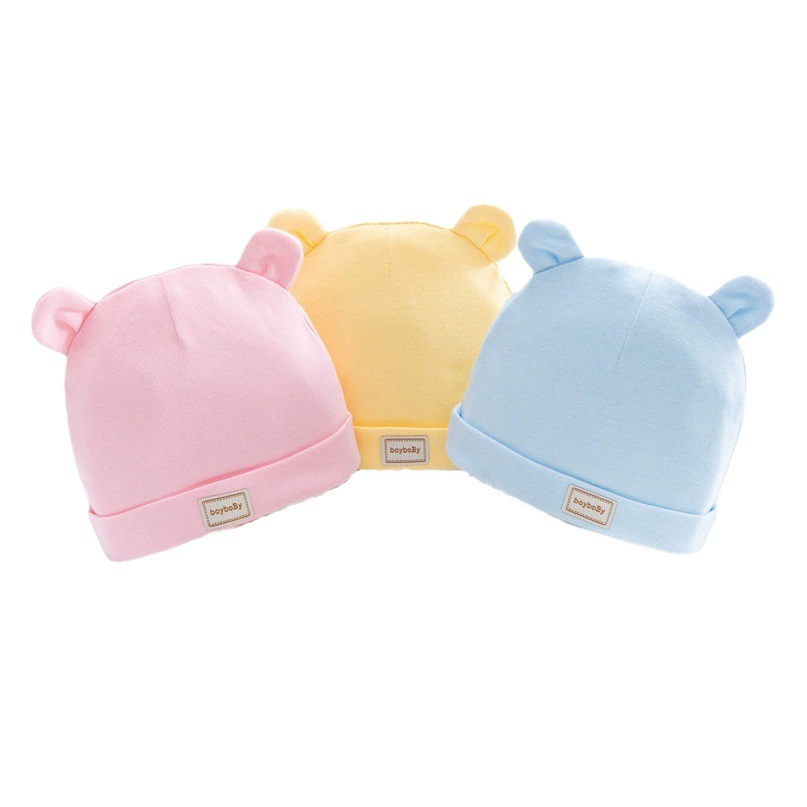 Детские фетальный колпачок Весна Осень Зима хлопок Новорожденный шляпа двойной бескостный Милые мужчины и женщины детские защитные галогенные дверные колпачки оптом