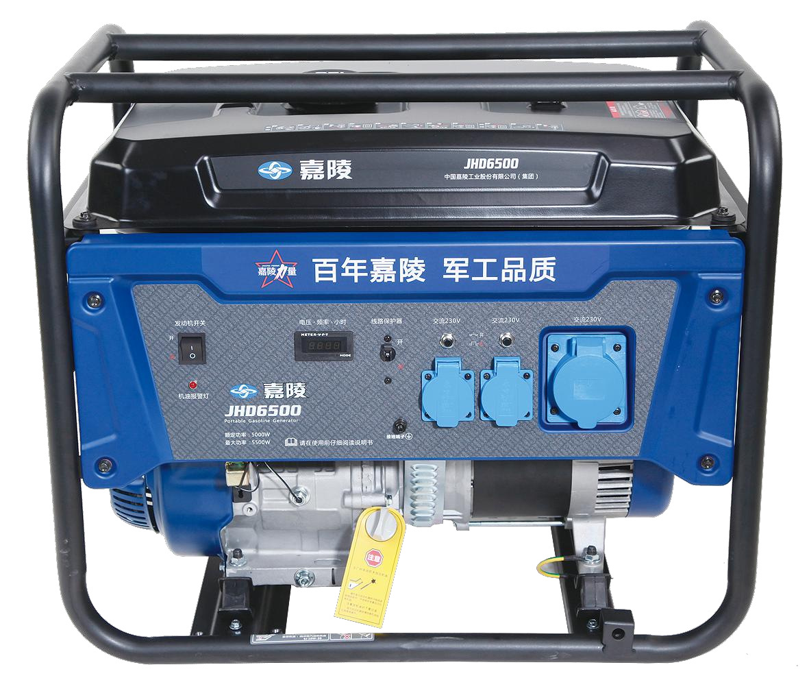 户外急用6.5KW嘉陵品牌JHD8500手启动汽油发电机组应急移动电源