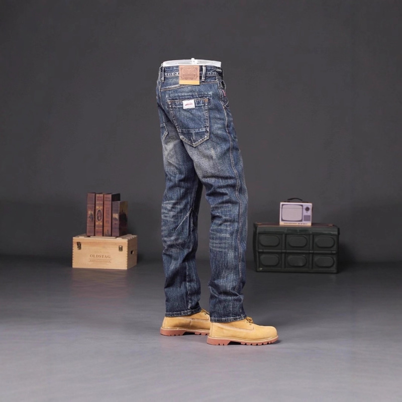 Men's Straight-Leg Jeans Autumn Loose Stretch Pants Casual Versatile Men's Trousers Trendy Spring and Autumn Men's Long Pants