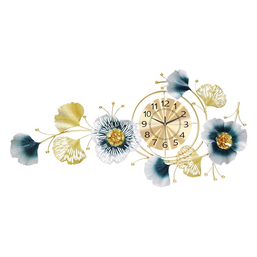 Reloj de pared colección comedor sala de estar moderna Luz de lujo reloj decorativo comedor reloj de hierro colgante pintura tridimensional reloj de pintura decorativa