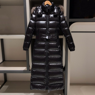 Meng 24M Winter Small O Goose Down Waist Down Jacket Women's Long Over-knee Super Long Thickened Coat Fox Wool Collar
