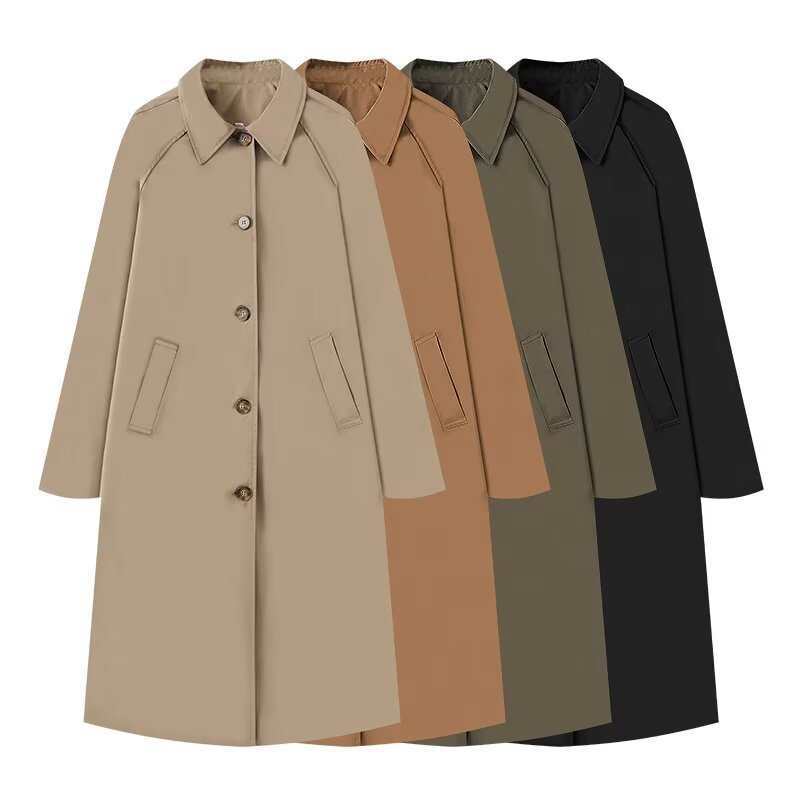 New Autumn and Winter Women's Cross-Border Jacket European and American Casual Single-Breasted Trench Coat