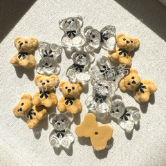 可愛立體冰透木質小熊樹脂飾品配件DIY髮夾材料牆櫃裝飾服裝配飾