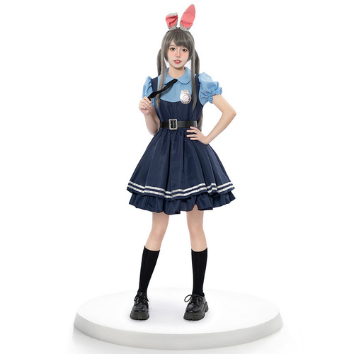 Halloween costumes Zootopia male and female parent-child Judy Rabbit police officer cos costume complete couple stage outfit