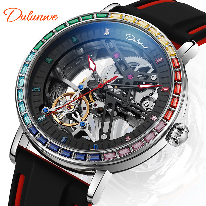 2026 Genuine Roger Fully Automatic Mechanical Watch with Skeleton Design and Luminous Trendy Men's Wristwatch