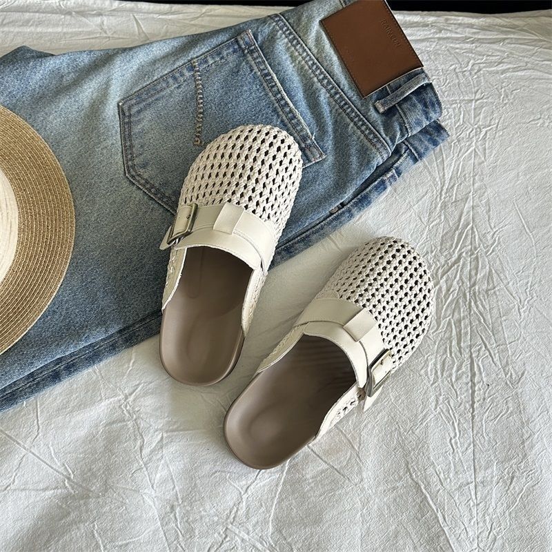 Women's Openwork Woven Breathable Closed Toe Slippers, New Summer 2026 Style, Birken Shoes, Casual Slip On Sandals._voghion.com