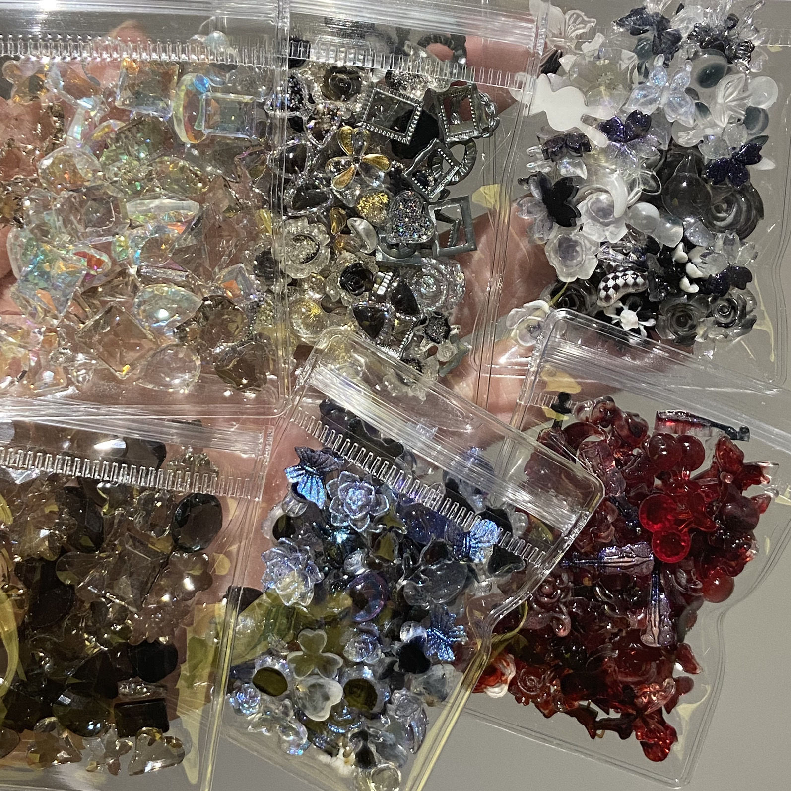 双11特辑暗黑色系美甲钻穿戴甲美甲小饰品 树脂k9 流麻diy配件