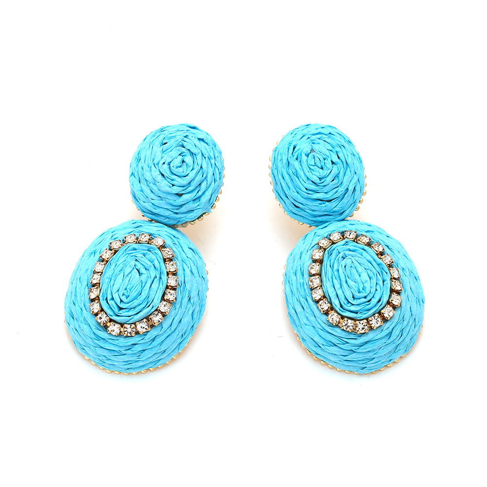 Bohemian Holiday Style Rattan Oval Earrings European And American Ins Hand-Woven Raffia Geometric Earrings For Women display picture 10