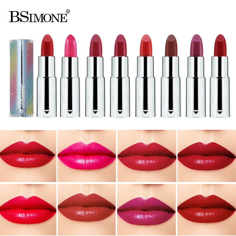 Especial transfronterizo para BSIMONE moda Arco Iris tubo lápiz labial hidratante larga duración estudiante blanco maquillaje lápiz labial