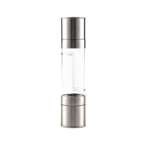 Manual Stainless Steel Black Pepper Grinder, Mini Kitchen Grinder Bottle with Dual Heads for Nutmeg and Pepper Seasoning Bottle