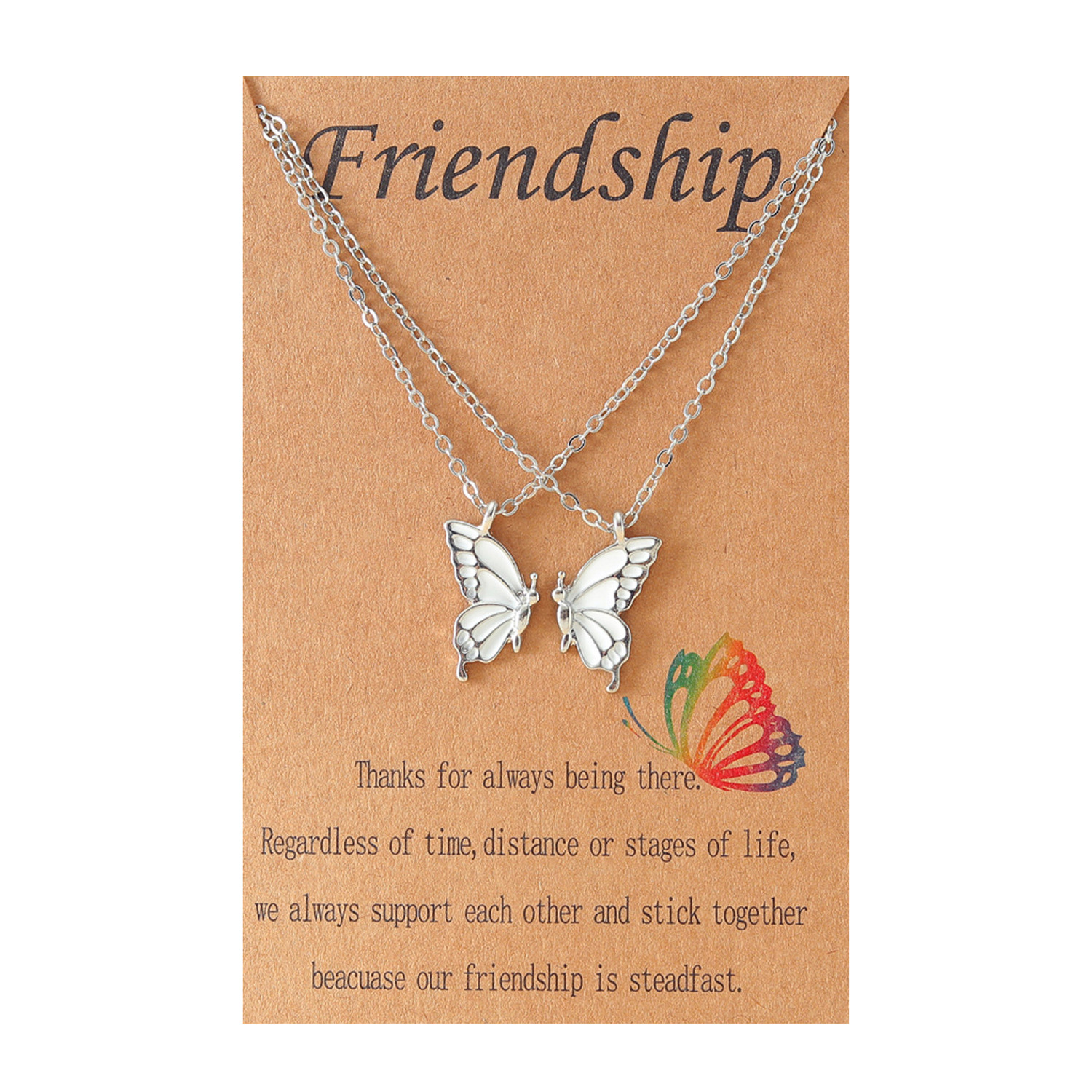 Women'S Gender Enamel Design 2 Pieces Simple Style Butterfly Alloy Enamel Women's Pendant Necklace