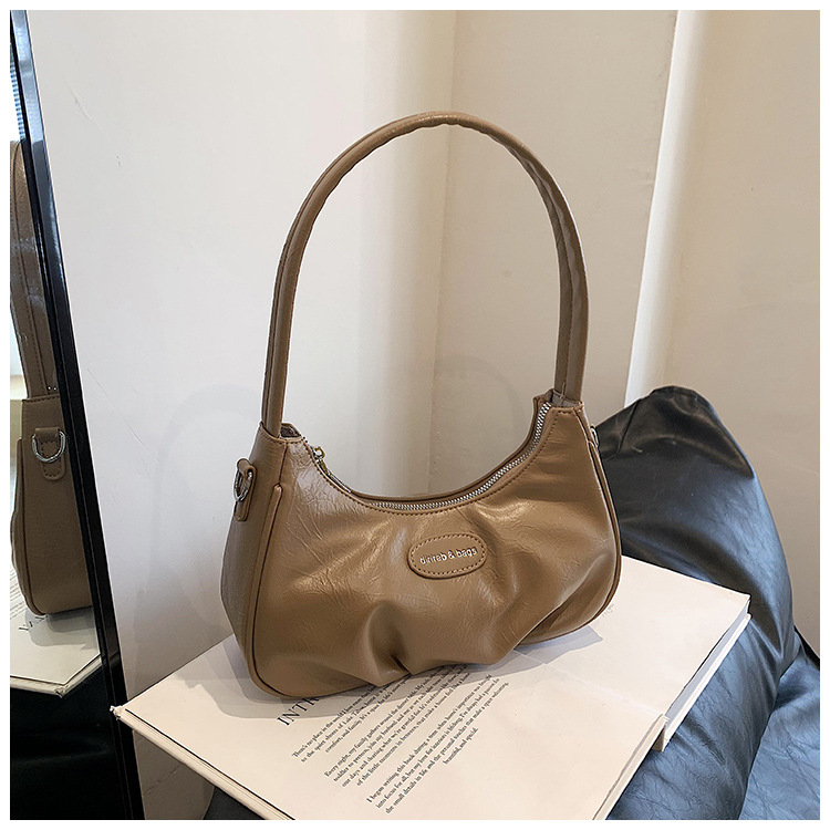 Bolsa de ombro e transversal plissada para mulher versátil_voghion.com