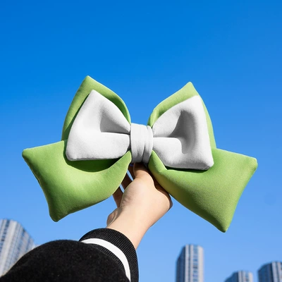 seat back battery car helmet, Motosiklet ləvazimatları və aksesuarları - fruit-green-and-white-color-matching-bow