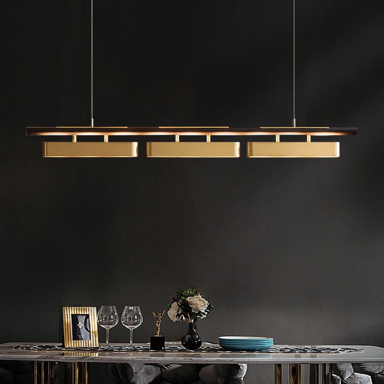 Nuevo restaurante chino lámpara de barra larga lujosa mesa de comedor de cobre bar de isla moderna minimalista sala de té lámpara de luz