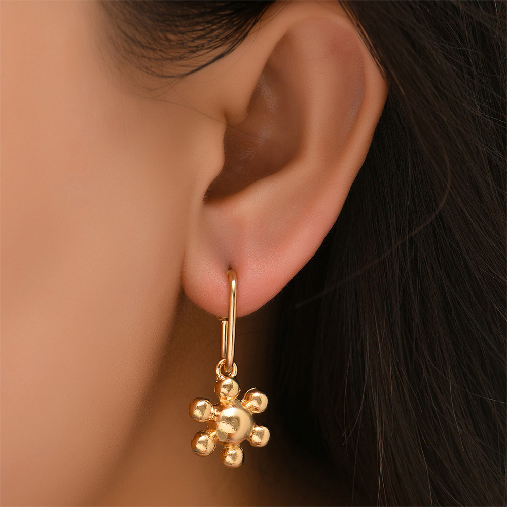DH歐美跨境熱銷 新款簡約個性氣質耳針耳飾女 網紅長款花形耳環
